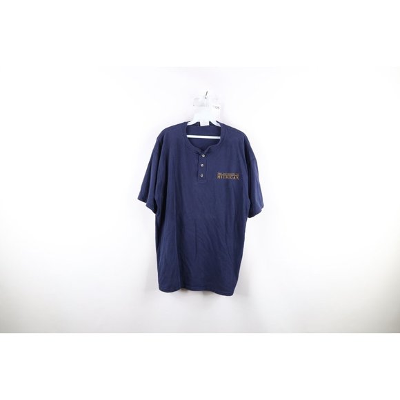 Vintage Other - Vintage 90s Mens Large Faded Spell Out University of Michigan Henley T-Shirt USA